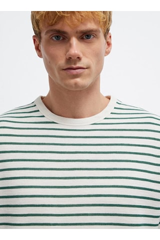 Mavi M0613157-71930 Çizgili Uzun Kollu Tişört Erkek T-shirt Yeşil