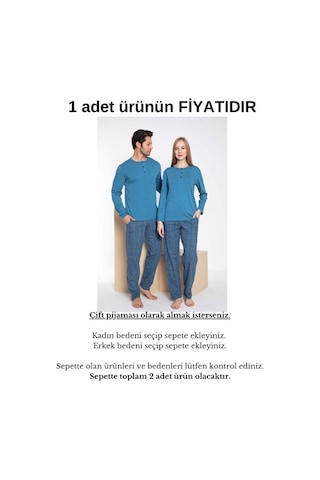 Guava Çift Sevgili Eş Kombin Mavi Ekose Desen Modal Uzun Kol Pijama Takımı-1 Adet Ürün Fiyatıdır Ekose