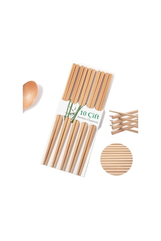 10 Çift - 20 Adet Yıkanabilir Organik Bambu Çin Çubuk Uzakdoğu Çi