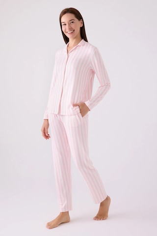 Arnetta 3065 Uzun Kol Kadın Pijama Takımı Toz Pembe Toz Somon