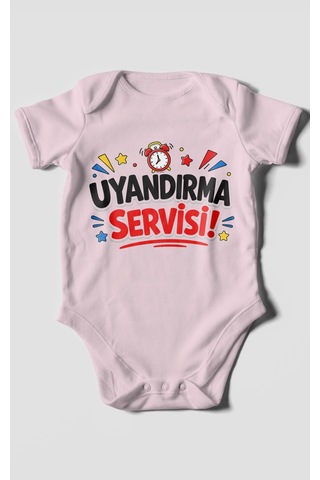 Morivokids Uyandırma Servisi Kısa Kollu Bebek Body %100 Pamuk Bebe Pembe