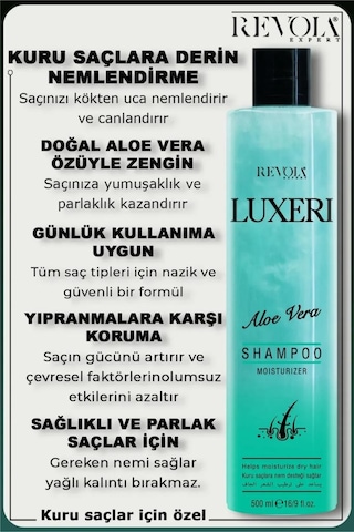 Revola Luxeri Şampuan Kuru Saçlar İçin Nem Desteği 500 Ml Aloe Vera Kuru - Yıpranmış