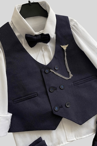 Matrix Yelekli Zincirli Erkek Çocuk Takım Elbise Lacivert Lacivert