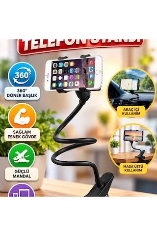 Mandallı Akrobat Telefon Tutucu 360 Döner Başlık Masa Ve Araç İçi Kullanım Çok Renkli