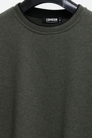 Comeor Erkek Haki Çift Bisiklet Yaka Standart Rahat Kesim Sweatshirt Cmrb68-haki
