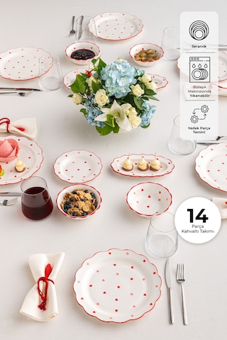 Emsan Sweetheart 14 Parça 6 Kişilik Kahvaltı Takımı Kırmızı