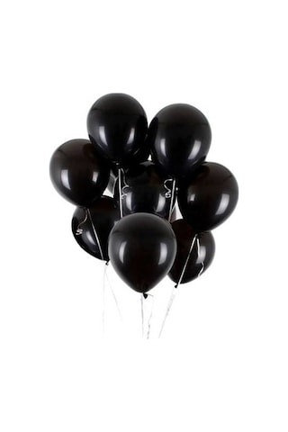 Siyah Balon Parlak Renkli 10'lu Paketli Balon 12 Inç - Siyah