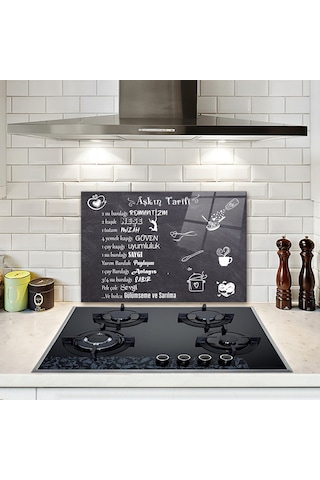 Decorita Cam Ocak Arkası Koruyucu | Aşkın Tarifi | 40cm x 60cm