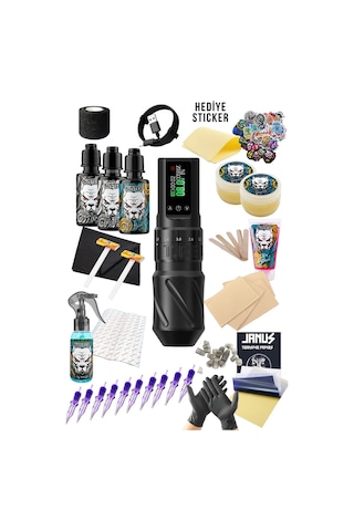 T-rex Black Kablosuz 7 Stroke Değişebilir Dövme Makinesi Seti - Premium Dövme Seti Copy