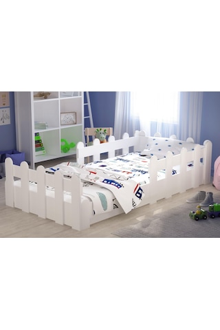 Tuliplife Montessori Karyola Beyaz 90x190 Yatak Uyumlu Oval Kesim Çocuk Yatağı-Tlp-216