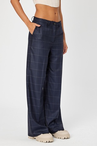 Alexander Gardi Alexandergardi Wide Leg Bol Paça Kareli Çift Cepli Klasik Kadın Pantolon B24-0001 001