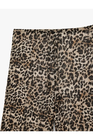 Koton Bol Paça Leopar Desenli Tül Plaj Pantolonu Kahverengi Desenli 6sak60002mk
