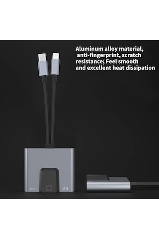 3 İn 1 Lightning & Type-c Ethernet Adaptörü Rj45, Aux, Şarj Desteği