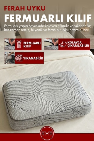 Hypnozz Anti Statik Visco Boyun Destekli Yastık 40 60 12 Gri