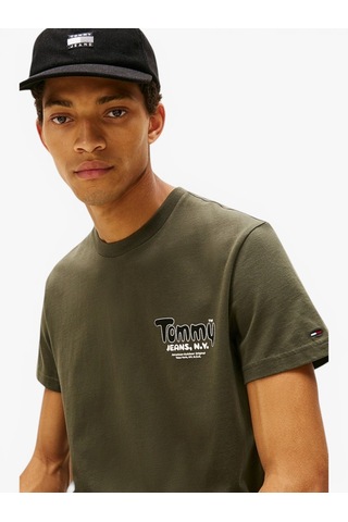 Tommy Hilfiger Tjm Slım Font Play Tee Erkek Yeşil T-shirt - Dm0dm22049