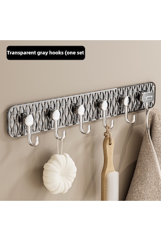 Springsun Güçlü Yapıştırıcı 6'lı Transparan Gri Askı, Delme Yok Oturma Odası/ Mutfak/ Banyo Giysi-havlu Asma Aracı Diğer