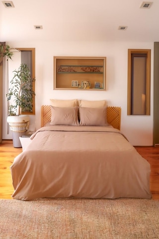 Moosh Çift Kişilik Lastikli Çarşaflı Nevresim Takımı Kahverengi