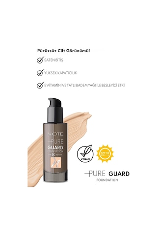 Pure Guard Foundation 110 Pure Beige Spf 50 Yoğun Kapatıcı Saten Bitişli Fondöten