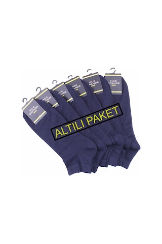 Starbattal Erkek Büyük Beden Bambu Dikişsiz Altılı Paket Patik Çorap 11903 LACIVERT - LACİVERT Lacivert