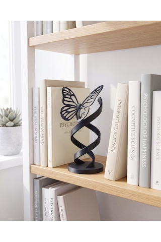 Dna Sarmalı Kelebek Biblosu Modern Minimalist Bilimsel Tasarım Dekoratif Masaüstü Obje Siyah 15 Cm - Doktor & Biyolog Yeni İş Hediyesi 15cm