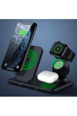 Ally W58 15w Qi Hızlı Şarj 4 İn 1 Apple Uyumlu iPhone+ AirPods Pro Kablosuz Şarj Standı- 5775
