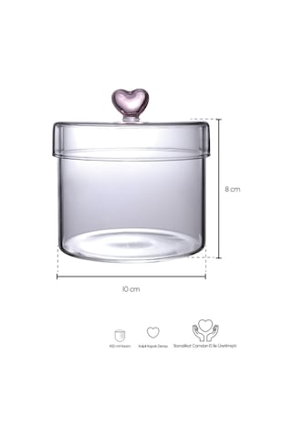 Hearts 450 Ml Borosilikat Cam Kavanoz 10x8 Cm Seffaf Şeffaf