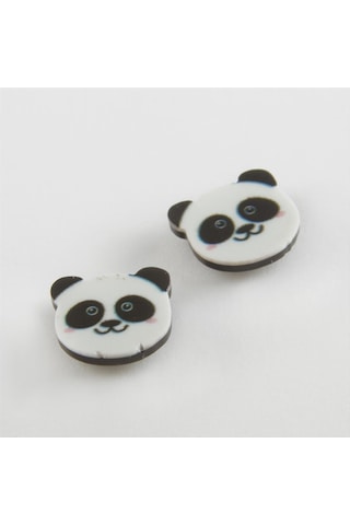 Panda - 157 - Mıknatıslı Plastik Çocuk Küpesi - Csmo-tex - - Beyaz
