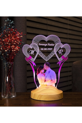 Sevgililere Özel Resimli Yıldönümü Hediyesi, Fotoğraflı Aşk Hediyesi 3D Led Lamba, Fotoğraflı 14 Şubat Sevgililer Günü Hediyesi Gece Lambası