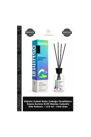 Kokulu Çubuk Koku Çubuğu Ferahlatıcı Esans Aurora Drift Bambu Çubuklu Oda Kokusu - 110 Ml - Cam Şişe Çok Renkli