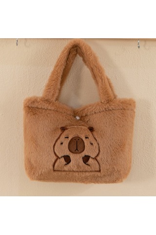 Didadodo Sevimli Ve Farklı Çok Yönlü Capibala Peluş Çanta Kahverengi