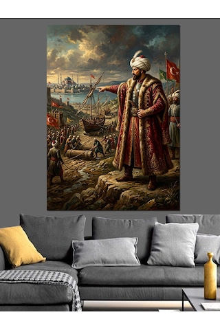 Fatih Sultan Mehmet Tablosu Dekoratif Kanvas - Mdf Ahşap Tablo