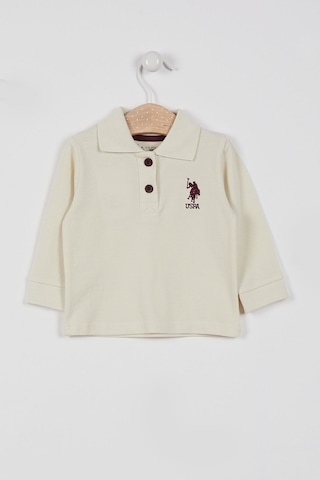 U.S. Polo Assn. Lisanslı Classic Uzun Kol Yakalı Bebek Sweatshirt - Ekru