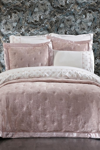 Valeria Lüx Nakışlı Çeyiz Paketi 9 Parça Cappucino Cappucino