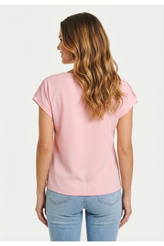 Only Onlfree Life S/s V-neck Lace Top Jrs Kadın T-shirt 15369294 Pembe