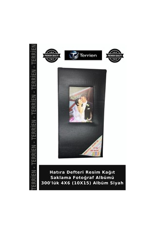 Hatıra Defteri Resim Kağıt Saklama Fotoğraf Albümü 300'lük 4x6 10x15 Albüm Siyah