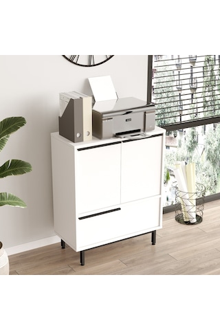 Yurudesign Ocean Ofis Dolabı 3 Kapaklı Metal Ayaklı Beyaz On8b-w Beyaz
