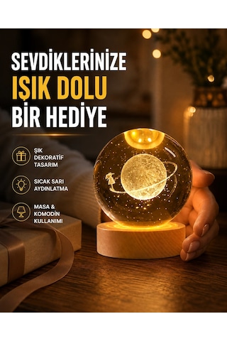 Ahşap Standlı Sarı Işıklı Dekoratif Küre Kız Figürü Tasarım 20684476