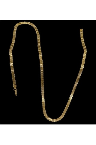 Gold Hasır Örme Çelik Zincir Erkek Kolye 65 Cm 5mm Gold
