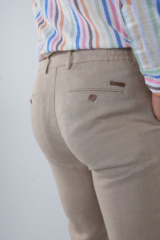 Bisse Erkek Camel Lastikli Bağcıklı Spor Keten Pantolon Pns25y25106 D70 Camel