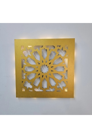 Led Işıklı Motif Tablo 1 - 30x30cm Gold