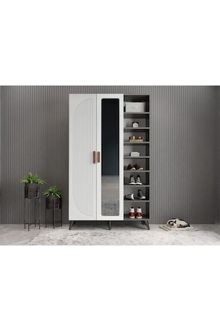 Robe Membran 3 Kapaklı Portmanto Montaj Dahil Füme Beyaz 120 Cm
