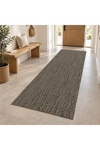 Kartela Halı Doğal Sisal Antrasit Koridor Mutfak Yolluk Halısı Kaymaz Taban Yıkanabilir 100x300 Cm