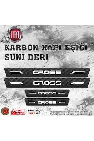 Egea Cross Uyumlu Deri Karbon Kapı Eşiği Koruyucu Bant 4 Adet