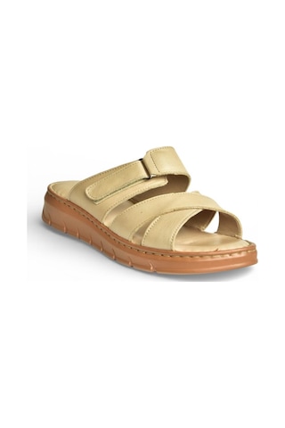 Fox Shoes Y555532503 Bej Hakiki Deri Kadın Terlik Bej
