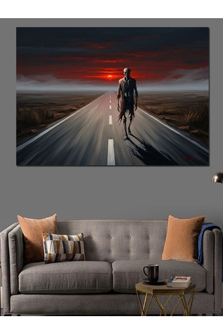 Ahşap Tablo Sonsuz Yol Ve Yürüyen Adam