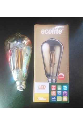Ecolite E27 7,5w Gold Led Fılament Dimmerli Sarı Işık Led Ampul