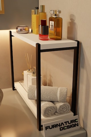 Banyo Düzenleyici 2 Raflı Metal Masa Üstü Organizer - Beyaz