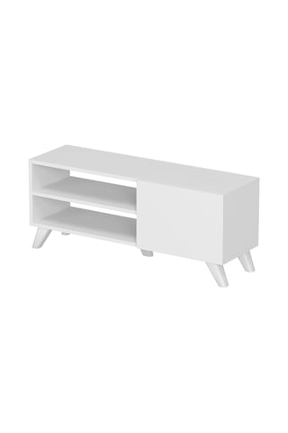 Tv Sehpası Kapaklı Tv Sehpası Raflı Tv Ünitesi Televizyon Sehpası 100 X 35 Cm Malta Beyaz Beyaz