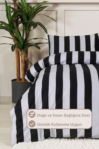 Elart Brad Nevresim Takımı Çift Kişilik Digital Baskılı %100 Pamuk Saten 4 Parça 200x220 Cm Antrasit Antrasit
