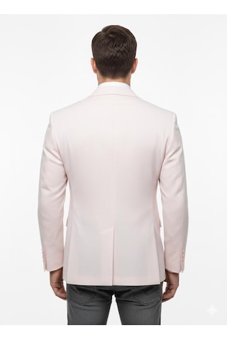 Plus Scorpion Erkek Blazer Ceket Slim Fit, Tek Düğme, Şık Davet Ve İş Kombin Ceketi Açık Pembe